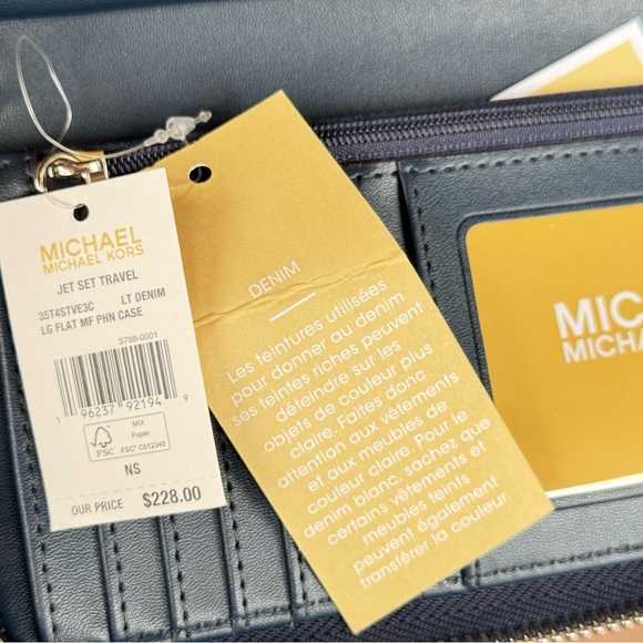 Michael Kors Jet Set Travel Multifunction Phone Wallet Light Denim - Picture 6 of 12